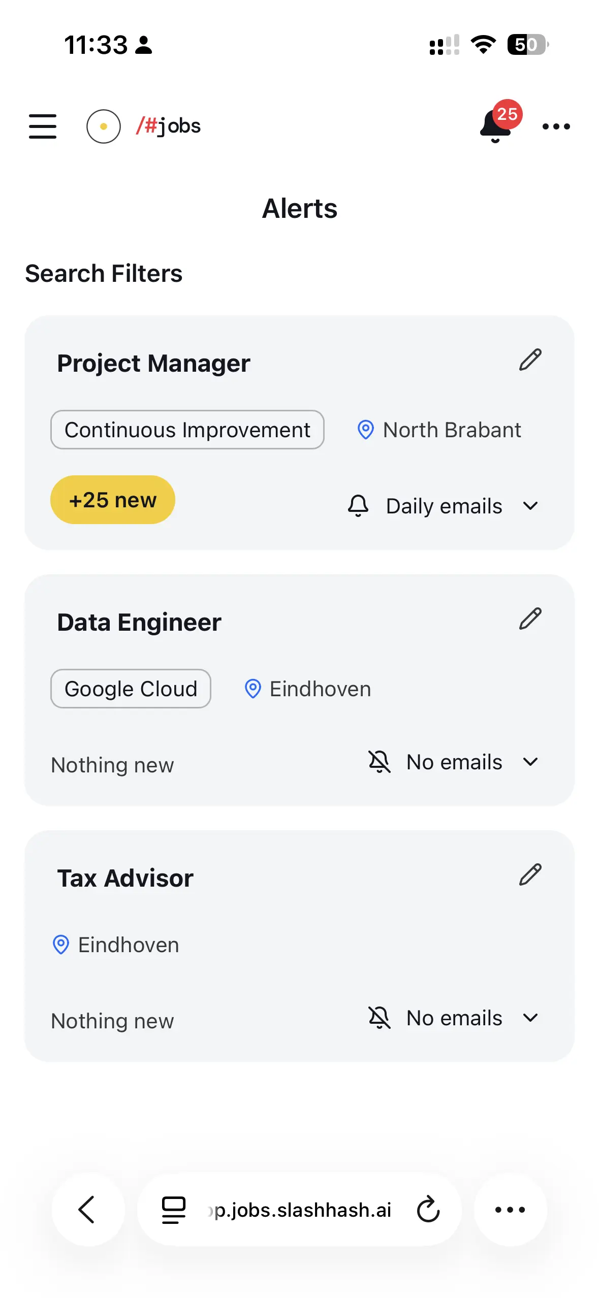 Job Alerts feed